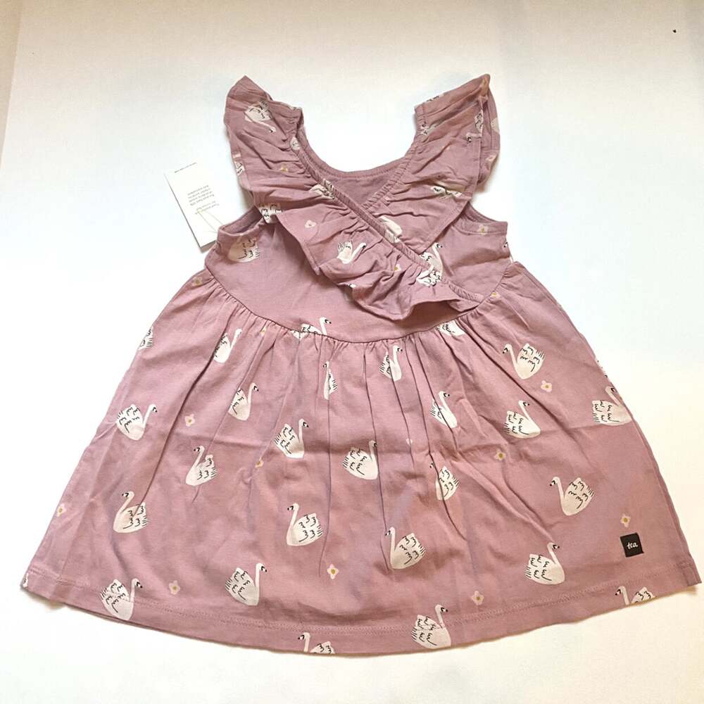 NEW Tea Collection Pink Swan Ruffle Dress - Picture 3 of 3